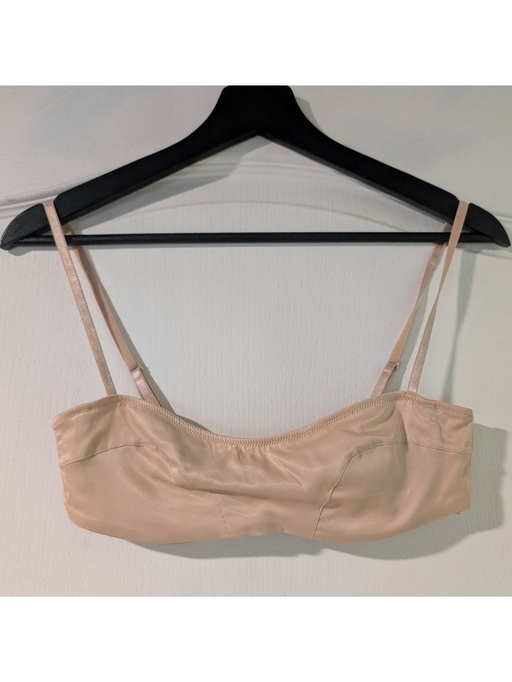 NEW Zara | Satin Bandeau Neckline Underwire Bra In Beige-Pink 34B